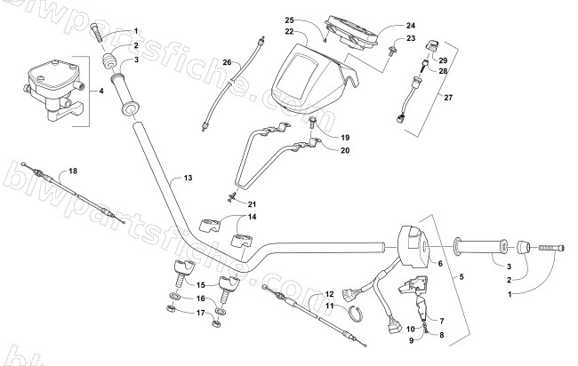 HANDLEBAR, INSTRUMENT POD, AND CONTROL ASSEMBLIES diagram