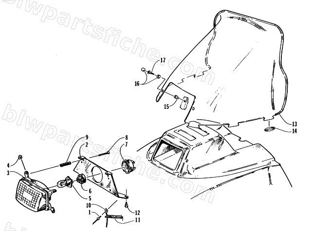 HEADLIGHT AND WINDSHIELD diagram