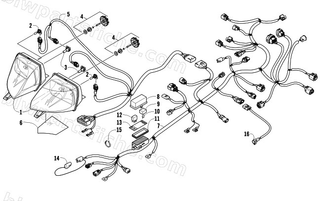 HEADLIGHT AND WIRING ASSEMBLIES diagram