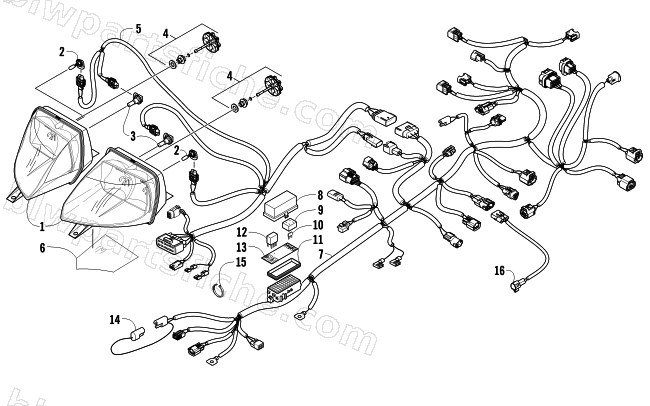 HEADLIGHT AND WIRING ASSEMBLIES diagram