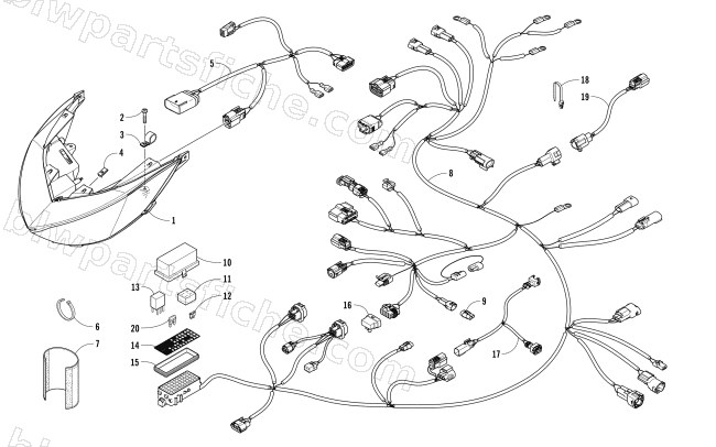HEADLIGHT AND WIRING ASSEMBLIES 105953] diagram