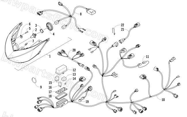 HEADLIGHT AND WIRING ASSEMBLIES diagram