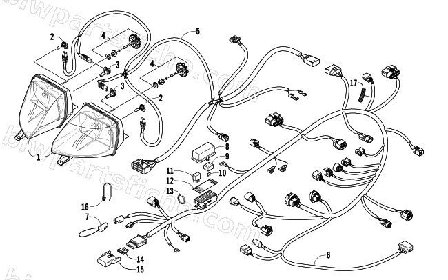 HEADLIGHT AND WIRING ASSEMBLIES diagram