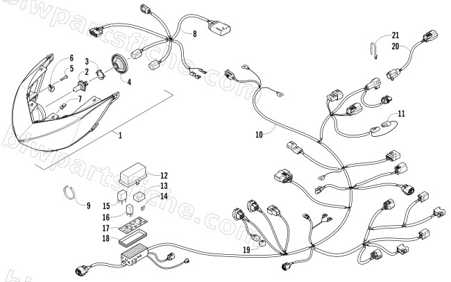 HEADLIGHT AND WIRING ASSEMBLIES diagram