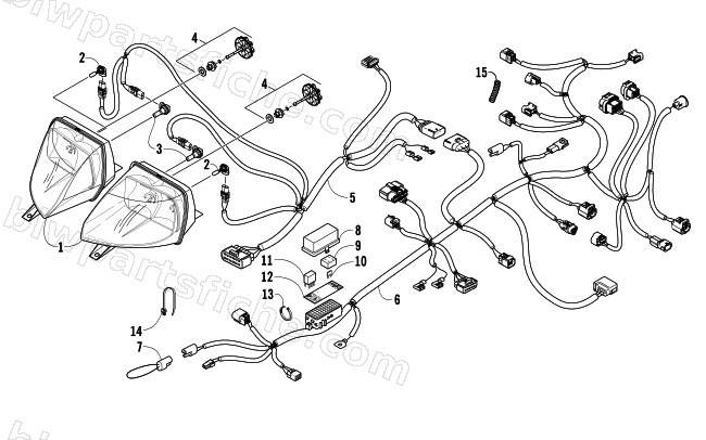 HEADLIGHT AND WIRING ASSEMBLIES diagram