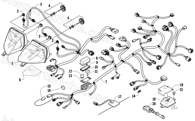 HEADLIGHT AND WIRING ASSEMBLIES diagram