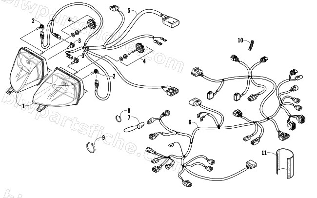 HEADLIGHT AND WIRING ASSEMBLIES diagram