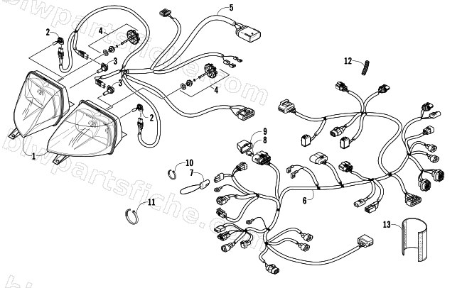 HEADLIGHT AND WIRING ASSEMBLIES diagram