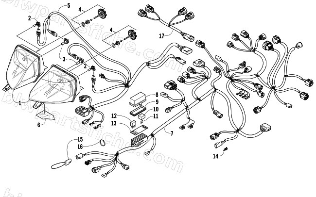 HEADLIGHT AND WIRING ASSEMBLIES diagram