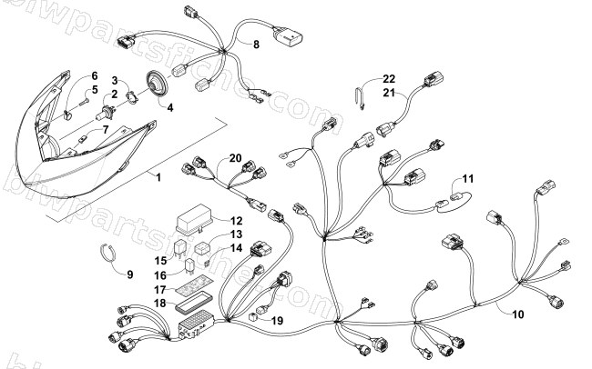 HEADLIGHT AND WIRING ASSEMBLIES diagram