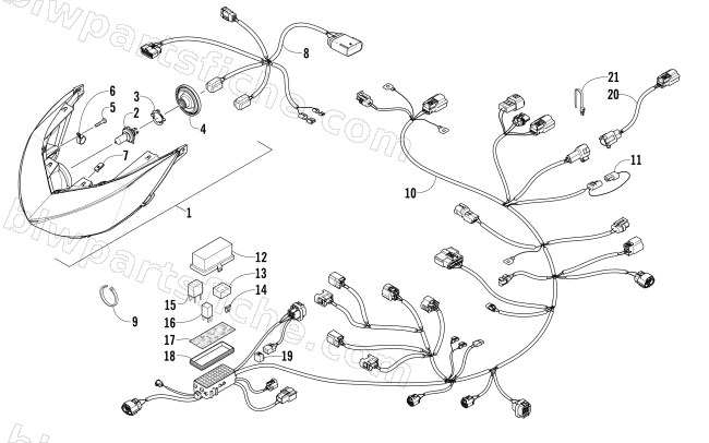 HEADLIGHT AND WIRING ASSEMBLIES diagram