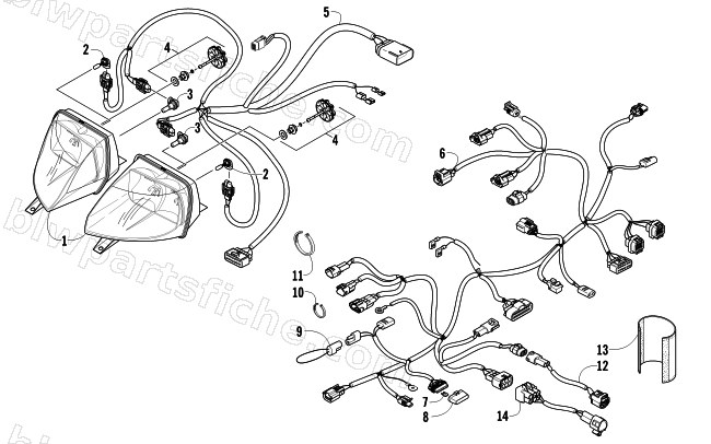 HEADLIGHT AND WIRING ASSEMBLIES diagram
