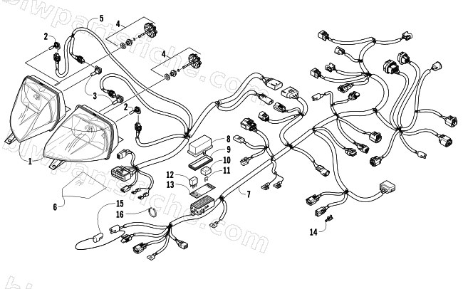 HEADLIGHT AND WIRING ASSEMBLIES diagram