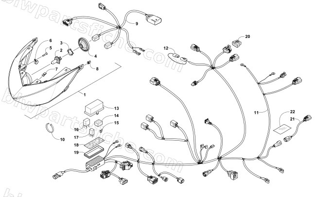 HEADLIGHT AND WIRING ASSEMBLIES diagram