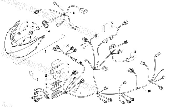 HEADLIGHT AND WIRING ASSEMBLIES diagram