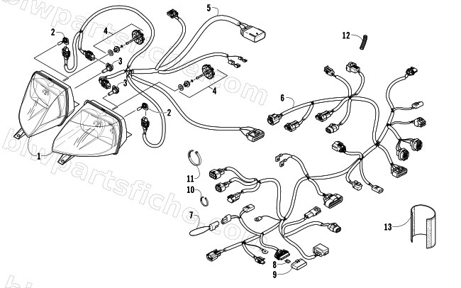 HEADLIGHT AND WIRING ASSEMBLIES diagram