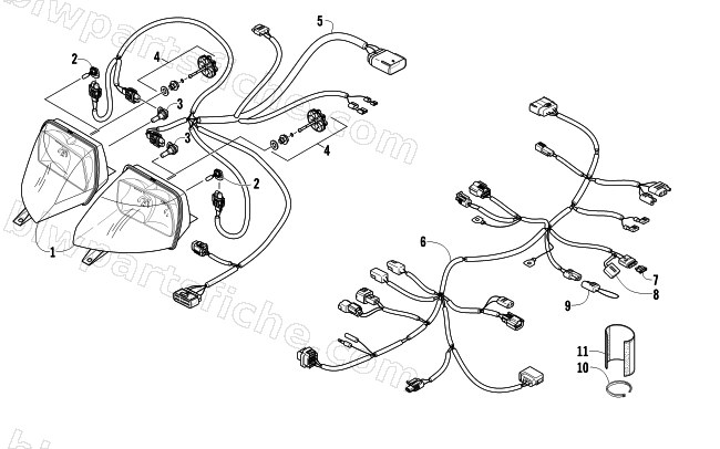 HEADLIGHT AND WIRING ASSEMBLIES diagram