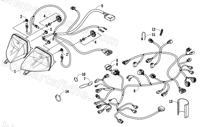 HEADLIGHT AND WIRING ASSEMBLIES diagram