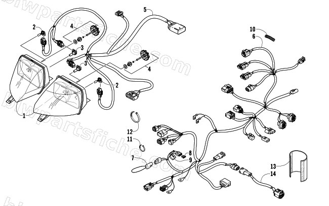 HEADLIGHT AND WIRING ASSEMBLIES diagram