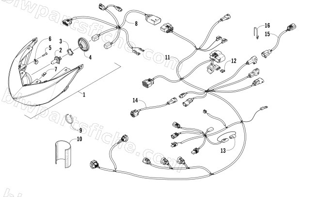 HEADLIGHT AND WIRING ASSEMBLIES diagram