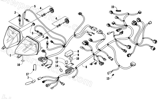 HEADLIGHT AND WIRING ASSEMBLIES diagram
