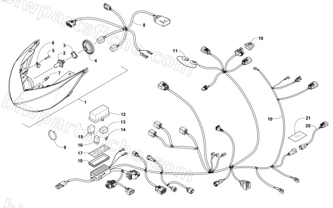 HEADLIGHT AND WIRING ASSEMBLIES diagram