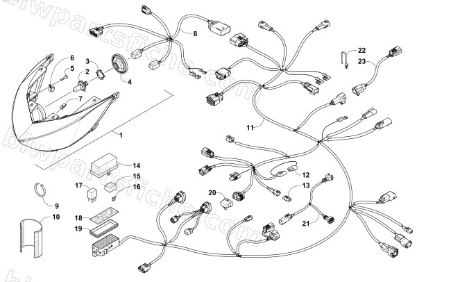 HEADLIGHT AND WIRING ASSEMBLIES diagram