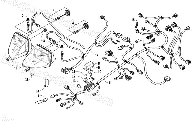 HEADLIGHT AND WIRING ASSEMBLIES diagram