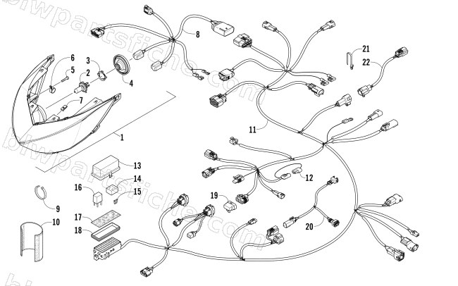 HEADLIGHT AND WIRING ASSEMBLIES diagram