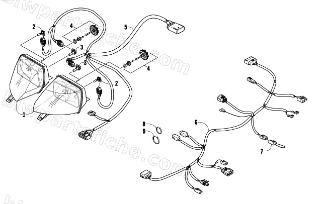 HEADLIGHT AND WIRING ASSEMBLIES diagram