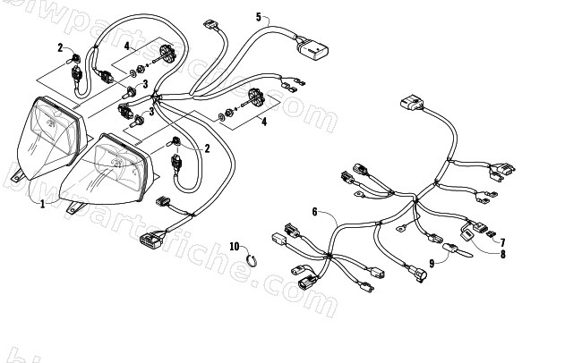 HEADLIGHT AND WIRING ASSEMBLIES diagram