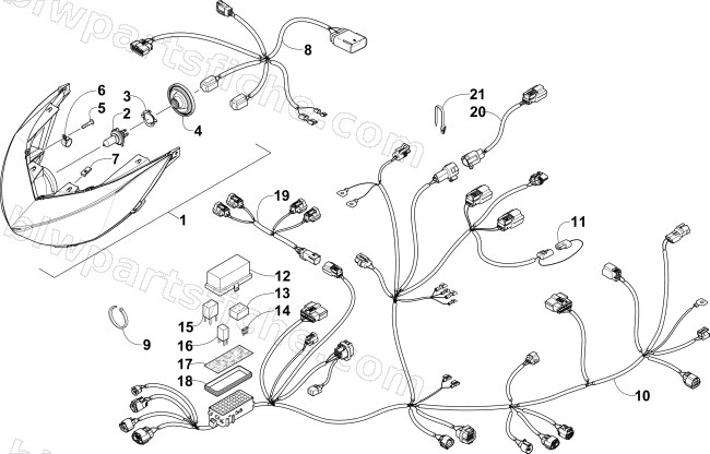 HEADLIGHT AND WIRING ASSEMBLIES diagram