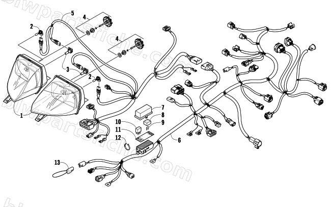HEADLIGHT AND WIRING ASSEMBLIES diagram