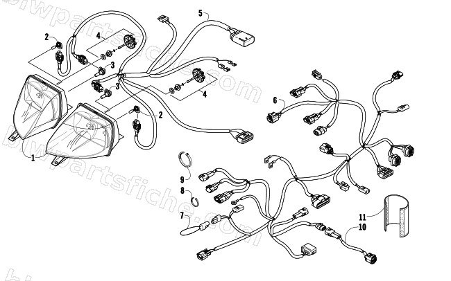 HEADLIGHT AND WIRING ASSEMBLIES diagram