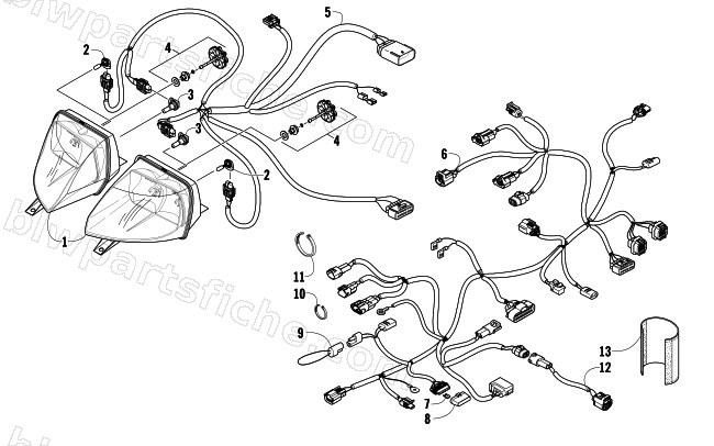 HEADLIGHT AND WIRING ASSEMBLIES diagram