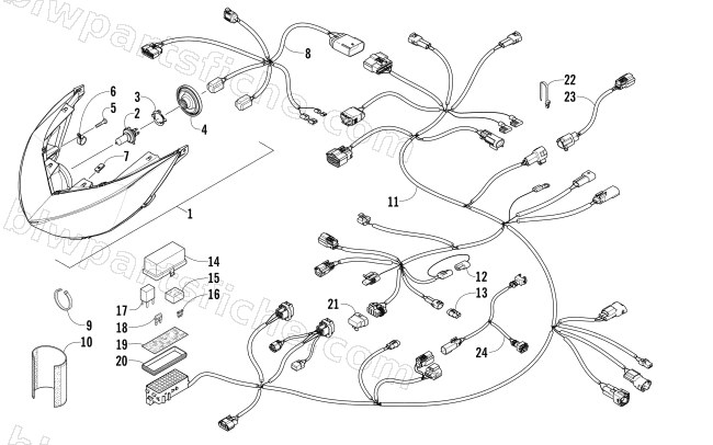 HEADLIGHT AND WIRING ASSEMBLIES diagram