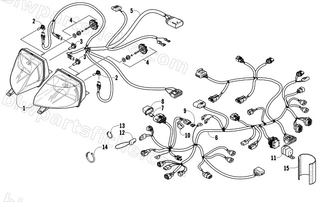 HEADLIGHT AND WIRING ASSEMBLIES diagram
