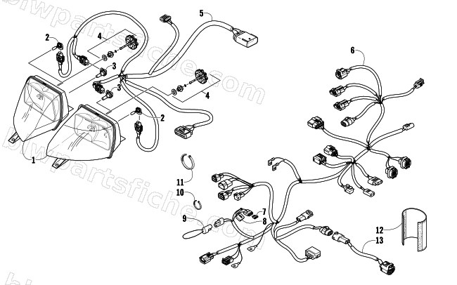HEADLIGHT AND WIRING ASSEMBLIES diagram