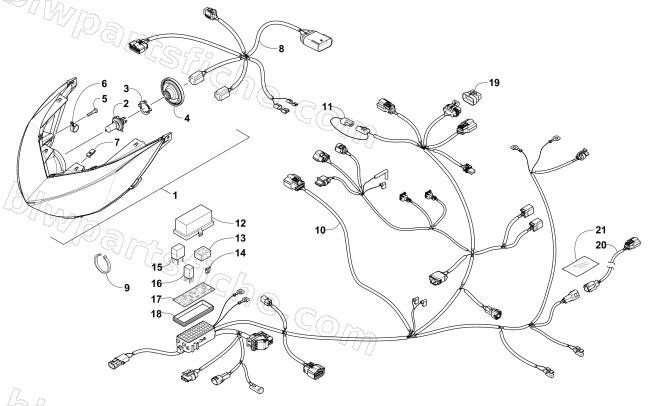HEADLIGHT AND WIRING ASSEMBLIES diagram