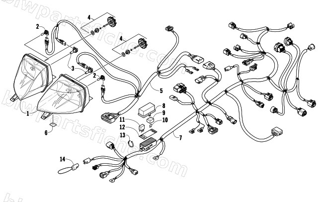 HEADLIGHT AND WIRING ASSEMBLIES diagram