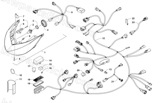 HEADLIGHT AND WIRING ASSEMBLIES diagram