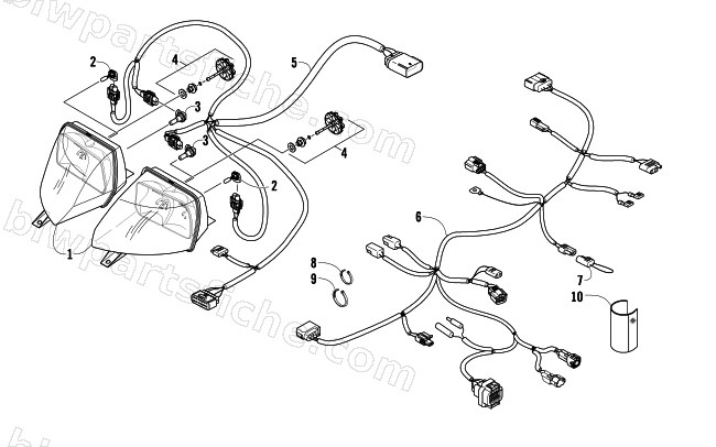 HEADLIGHT AND WIRING ASSEMBLIES diagram