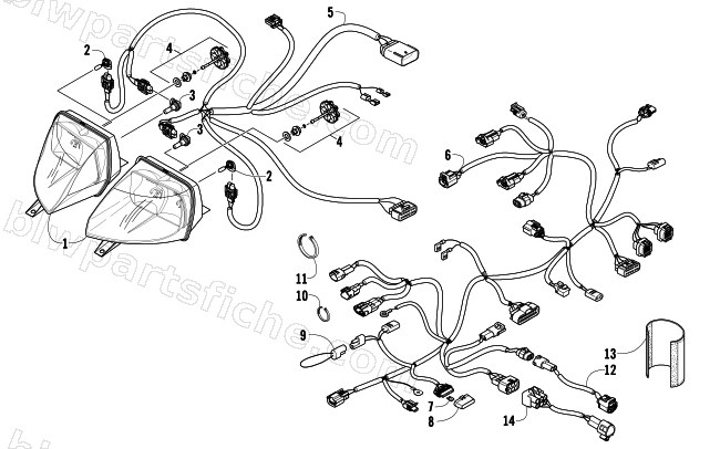 HEADLIGHT AND WIRING ASSEMBLIES diagram