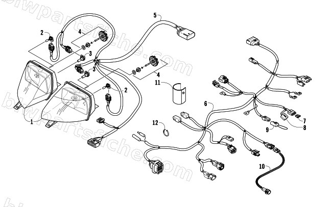 HEADLIGHT AND WIRING ASSEMBLIES diagram