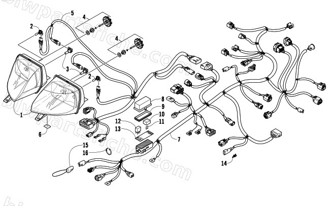 HEADLIGHT AND WIRING ASSEMBLIES diagram