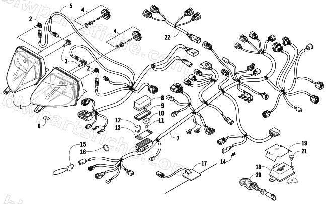 HEADLIGHT AND WIRING ASSEMBLIES diagram