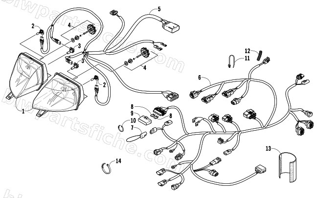 HEADLIGHT AND WIRING ASSEMBLIES diagram