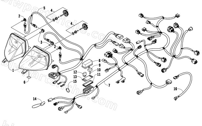 HEADLIGHT AND WIRING ASSEMBLIES diagram