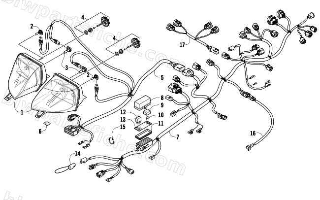 HEADLIGHT AND WIRING ASSEMBLIES diagram