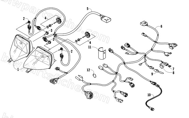 HEADLIGHT AND WIRING ASSEMBLIES diagram